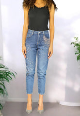 VIA MILANO 21 Jeans Baggy Perle Blu Denim VB0186FW