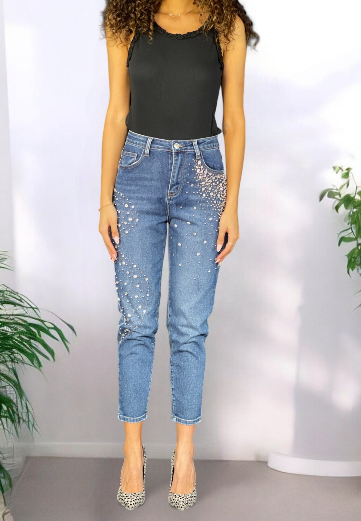 VIA MILANO 21 Jeans Baggy Perle Blu Denim VB0186FW