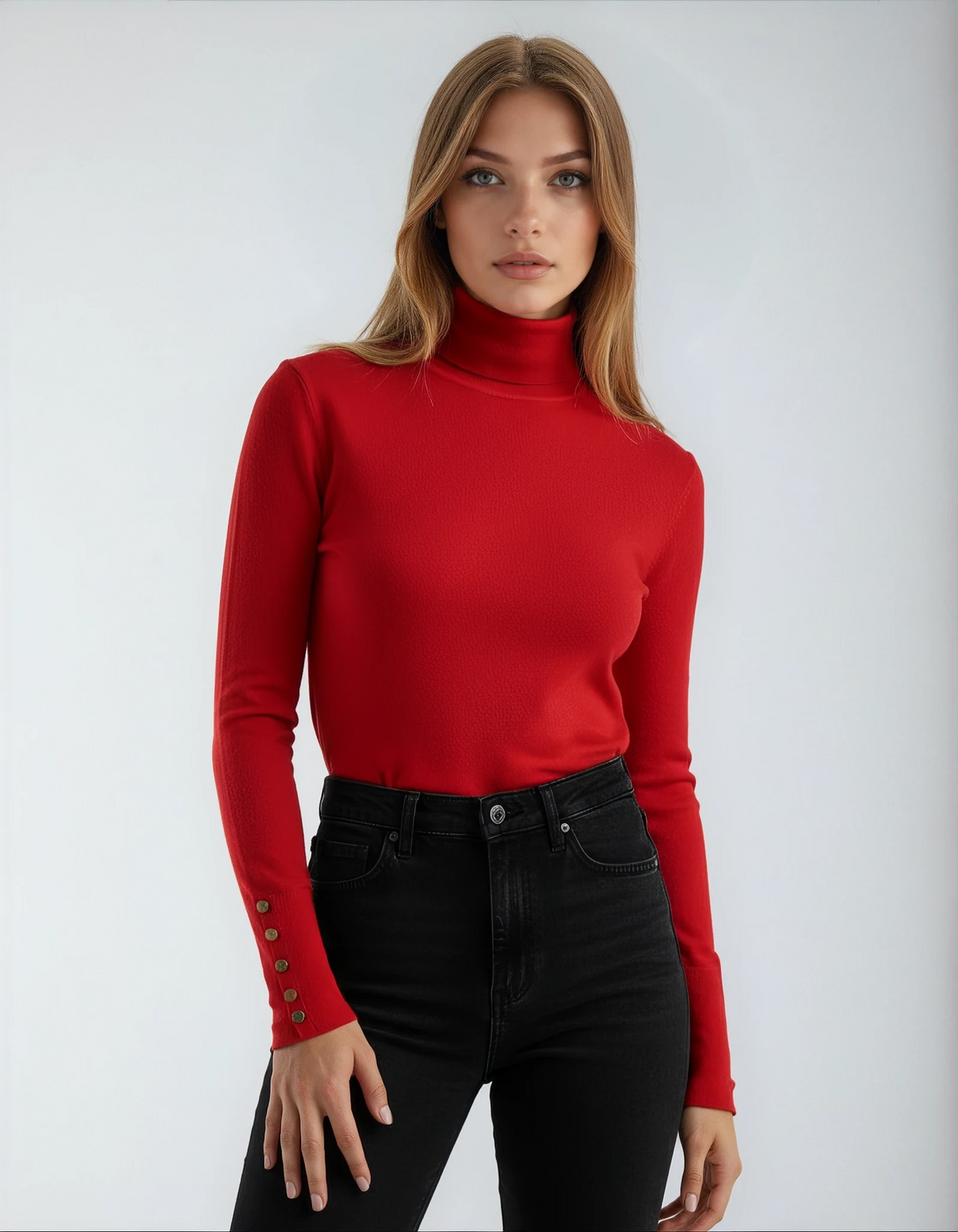 Maglione Dolcevita Bottoni Polsini N10216