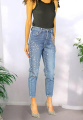 VIA MILANO 21 Jeans Baggy Perle Blu Denim VB0186FW