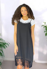 VIA MILANO 21 Abito Spallina + T-Shirt Nero Bianco 3161