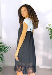 VIA MILANO 21 Abito Spallina + T-Shirt Nero Bianco 3161