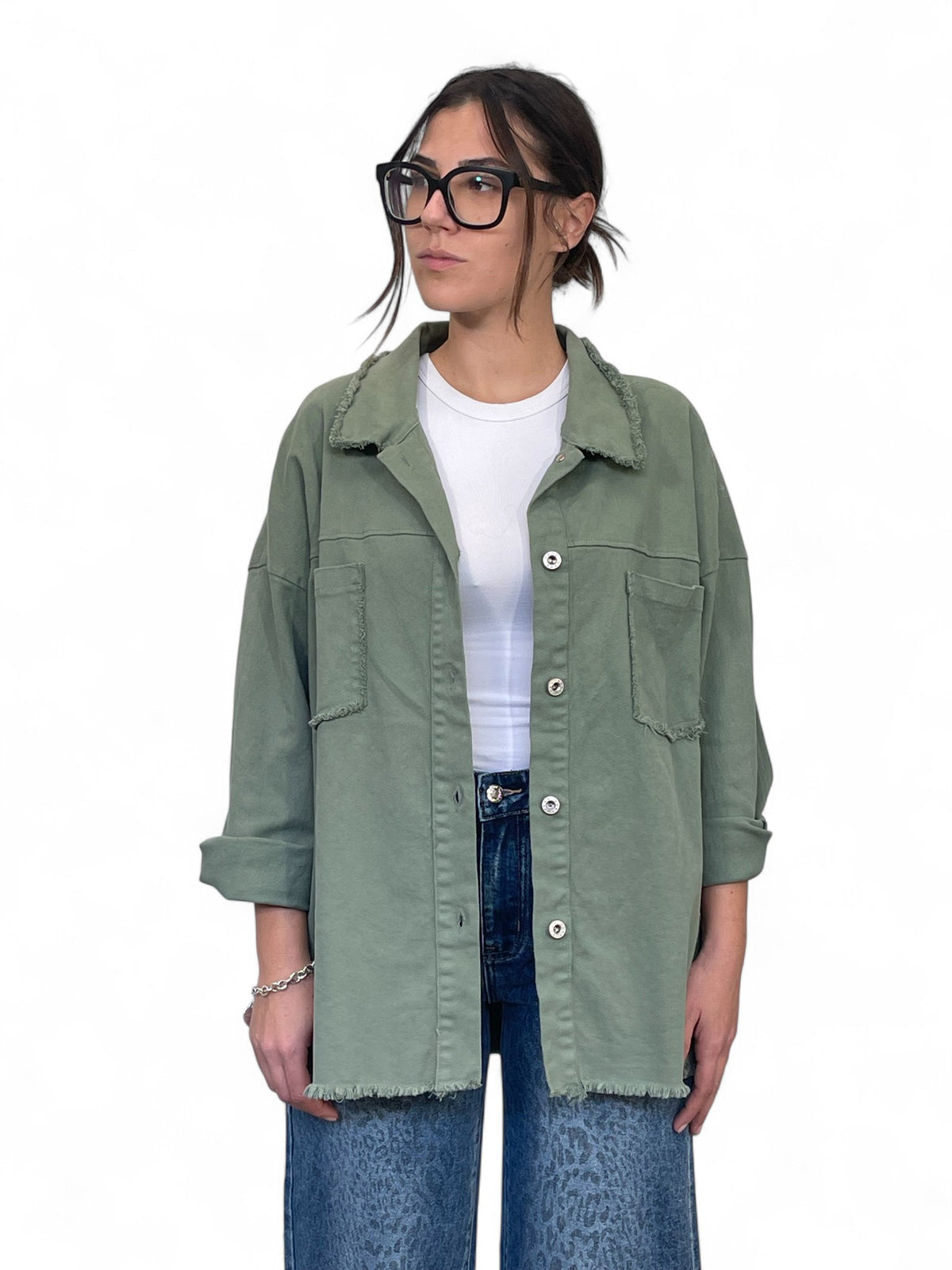 Giacca Camicia Militare Tinta A Mano Norma